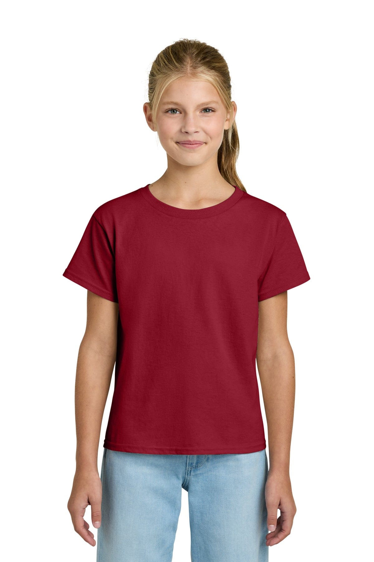 Gildan 3000B Youth Light Cotton Tee in Cherry Red