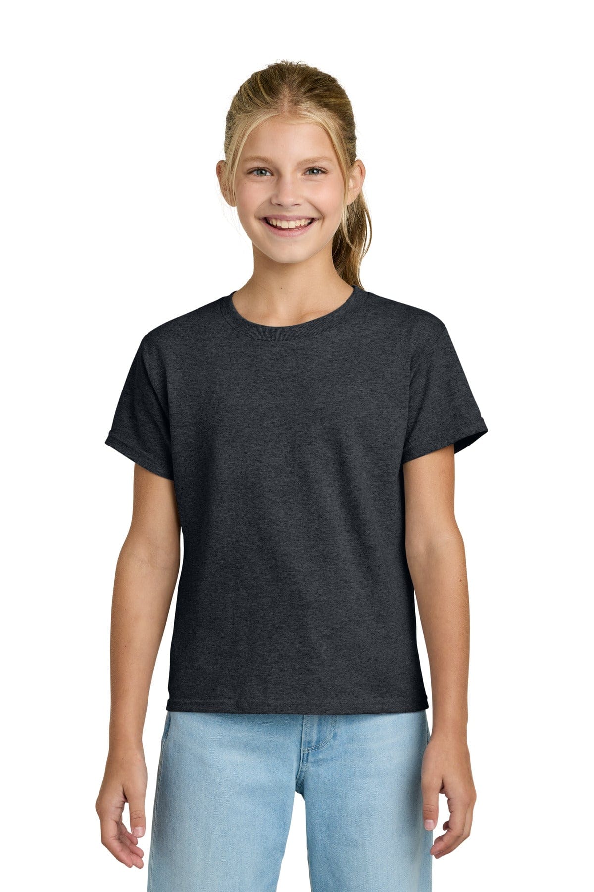Gildan 3000B Youth Light Cotton Tee in Dark Heather