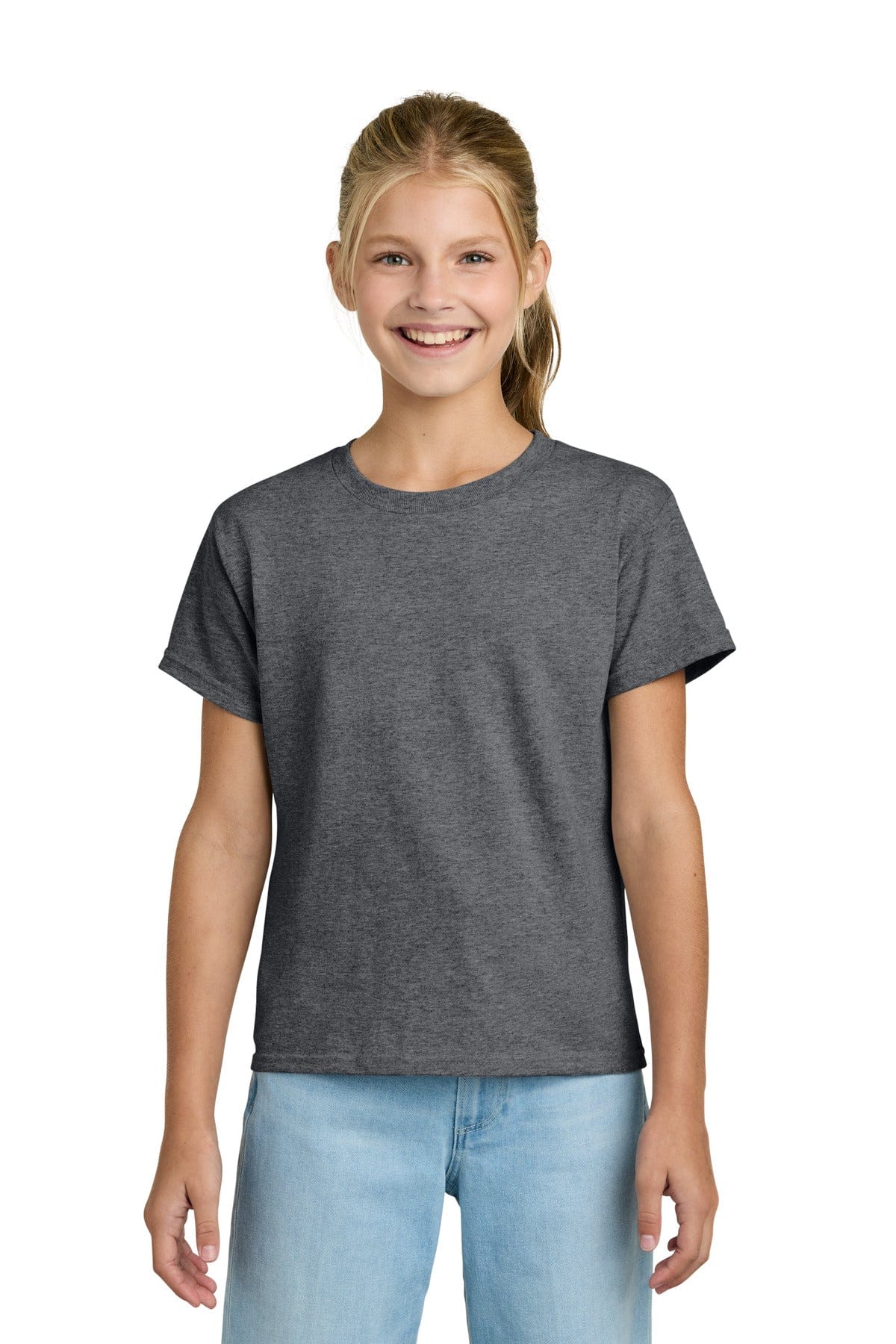 Gildan 3000B Youth Light Cotton Tee in Graphite Heather