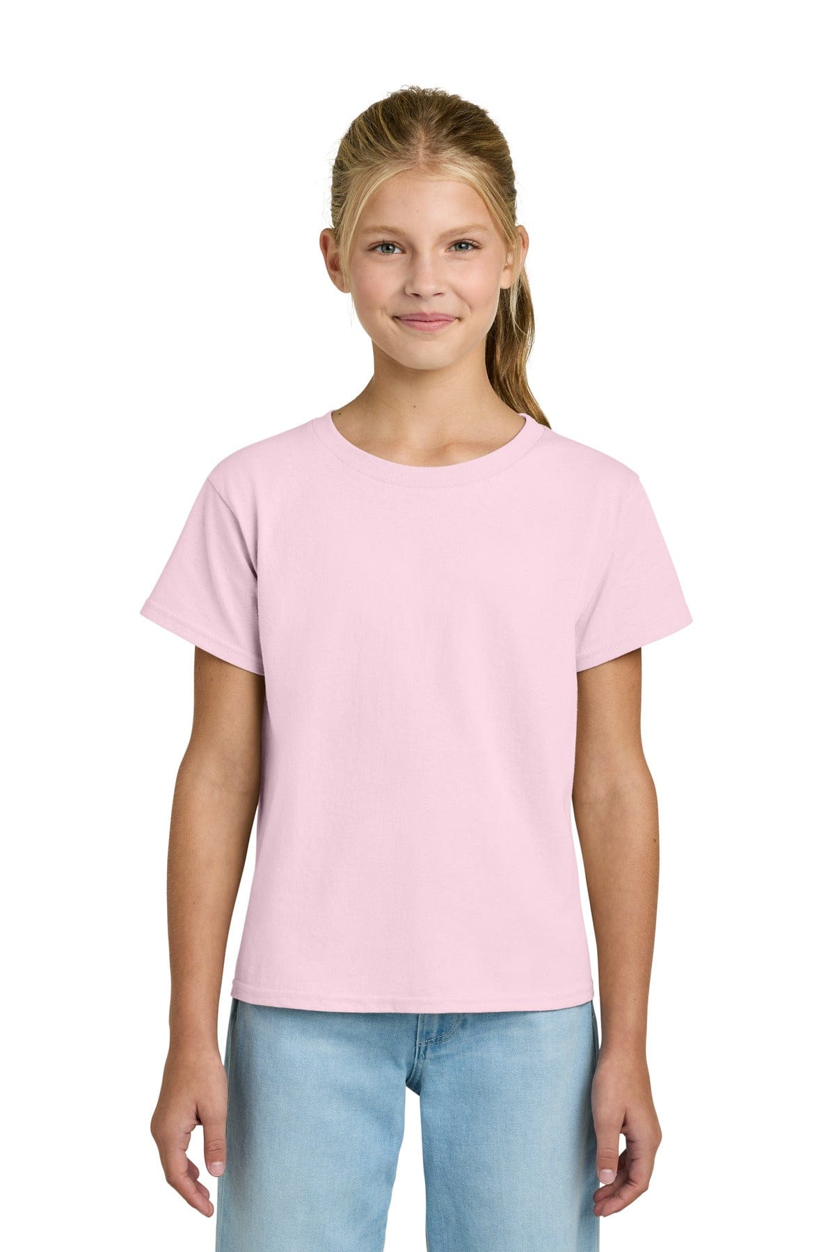 Gildan 3000B Youth Light Cotton Tee in Light Pink