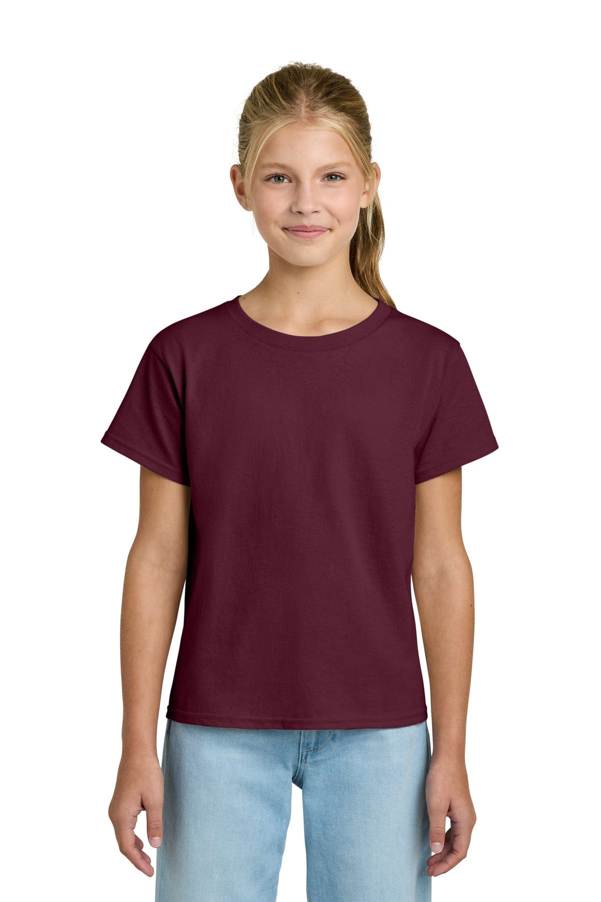 Gildan 3000B Youth Light Cotton Tee in Maroon