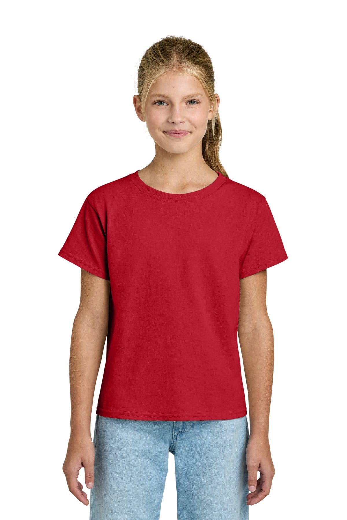 Gildan 3000B Youth Light Cotton Tee in Red