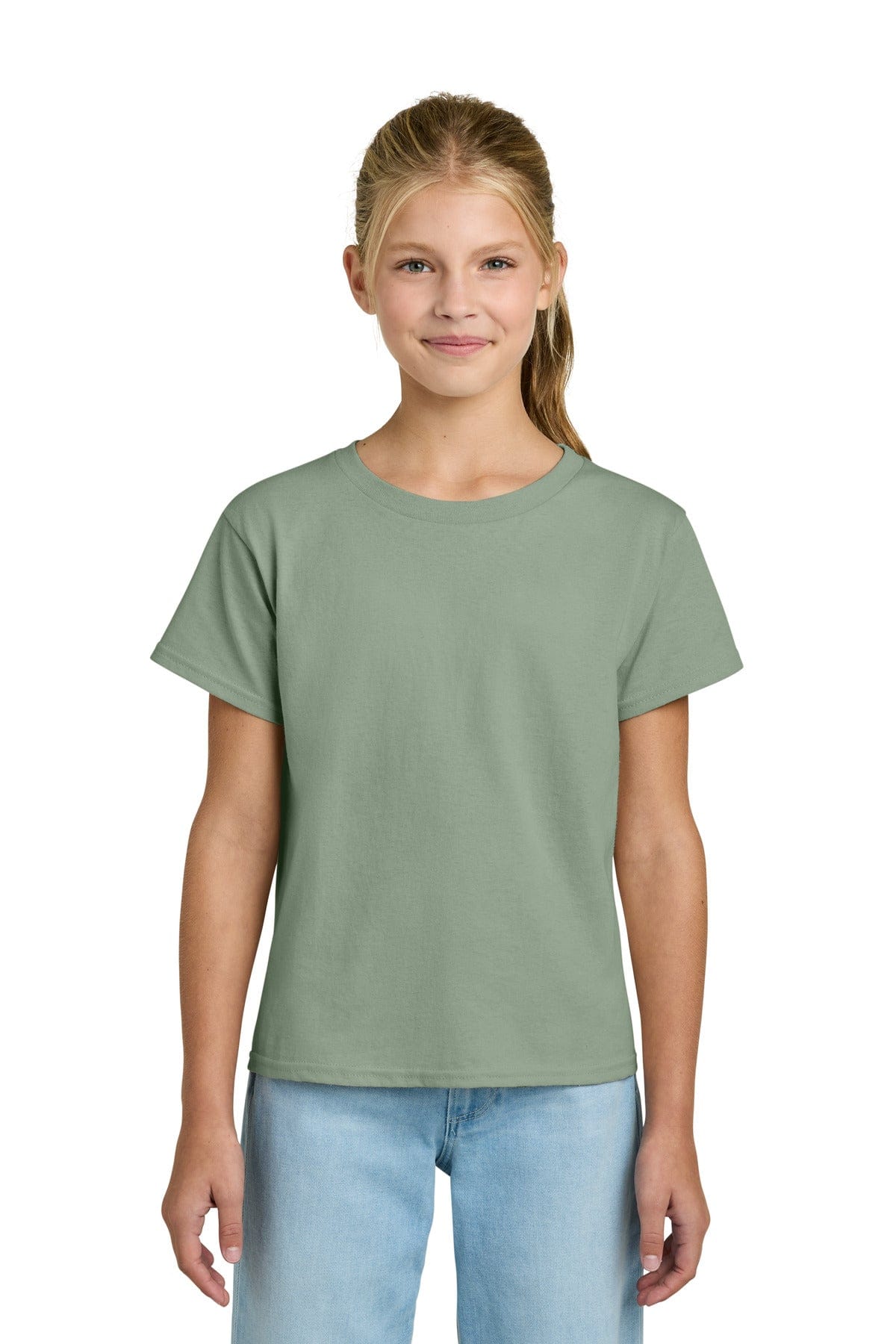 Gildan 3000B Youth Light Cotton Tee in Sage