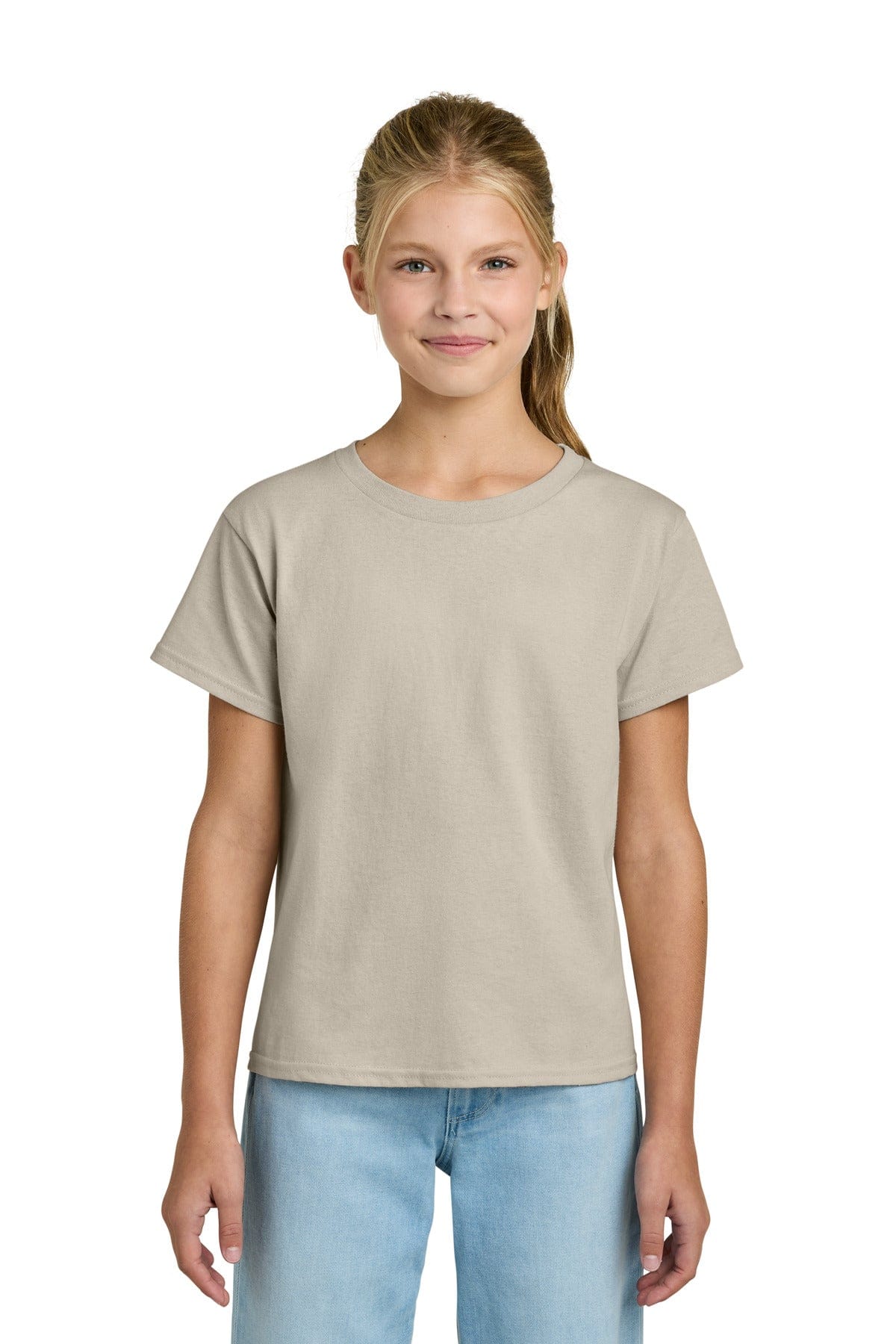 Gildan 3000B Youth Light Cotton Tee in Sand