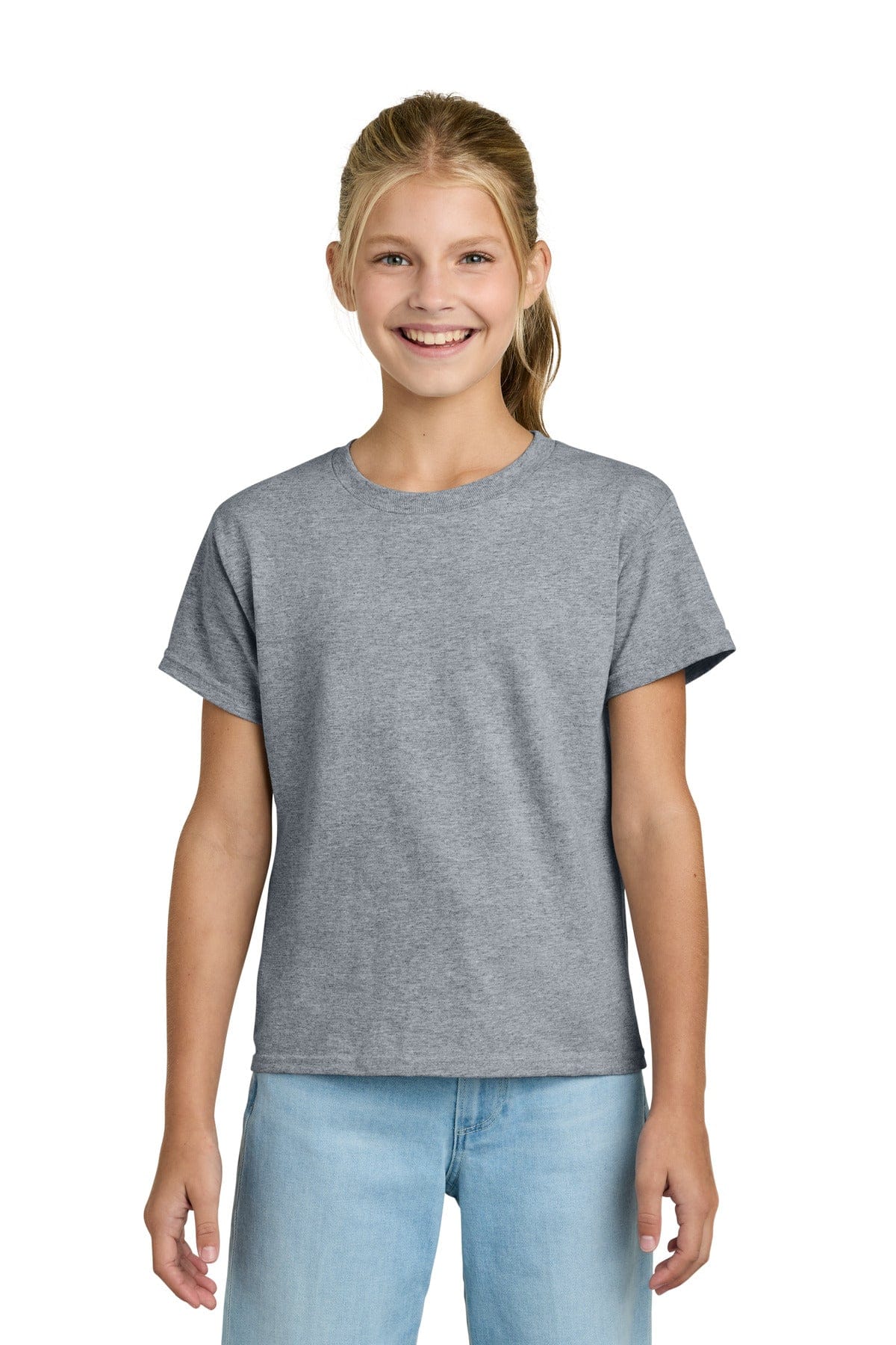 Gildan 3000B Youth Light Cotton Tee in Sport Grey