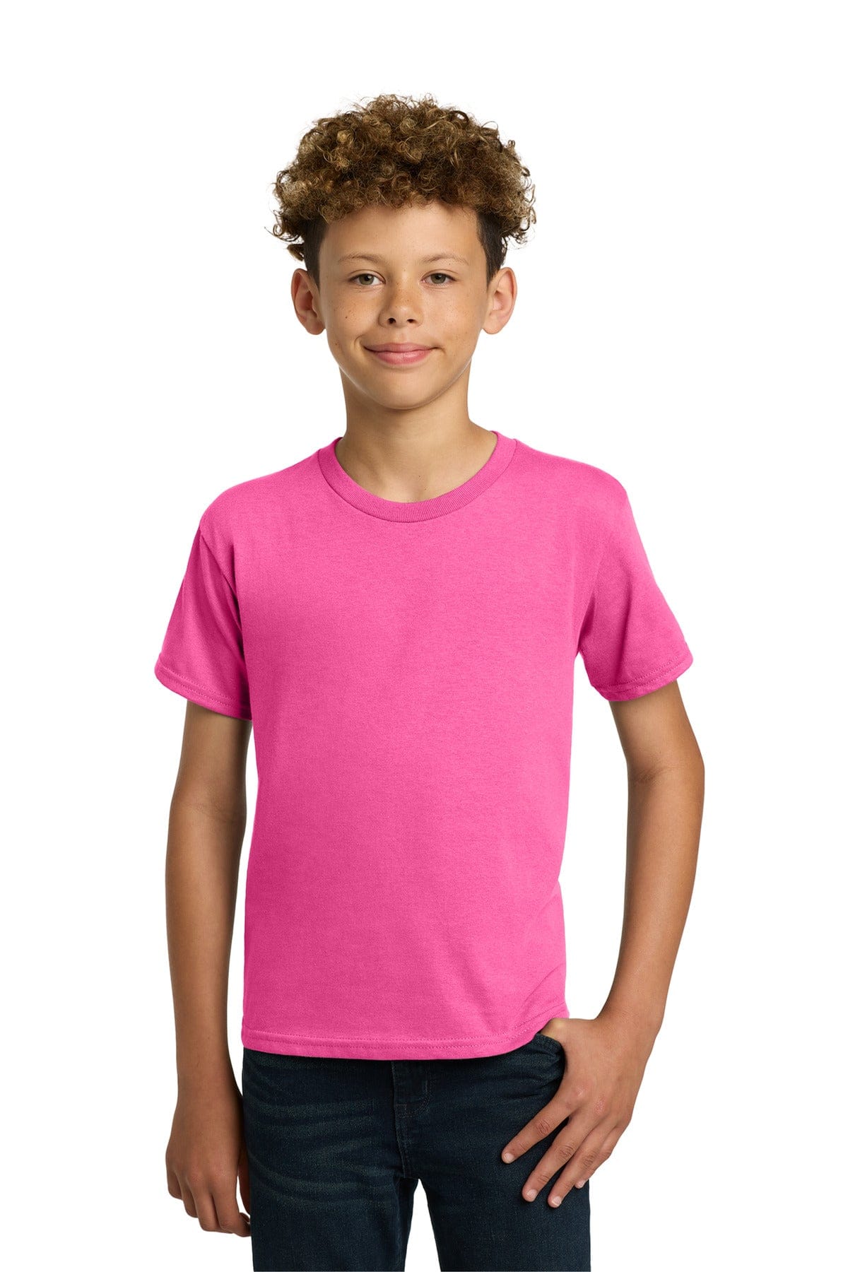Gildan 5000B Youth Heavy Cotton 100% Cotton T-Shirt in Safety Pink