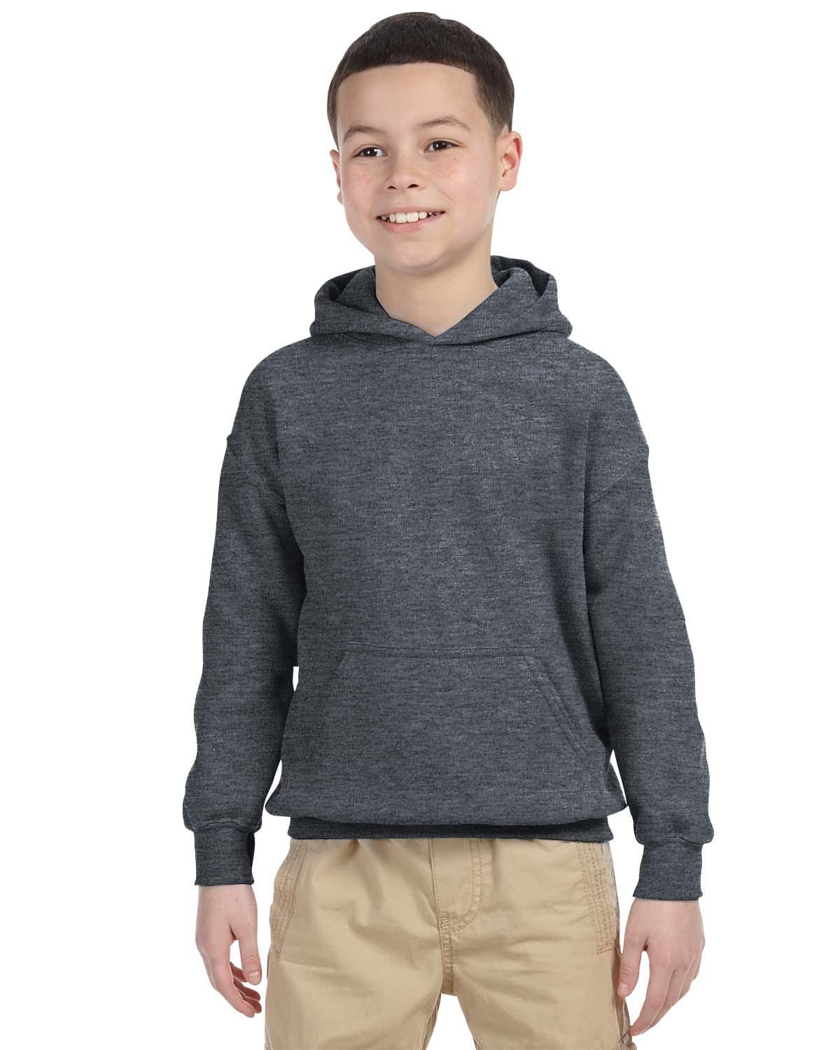 Gildan G185B Youth Heavy Blend Hooded Sweatshirt in Dark Heather