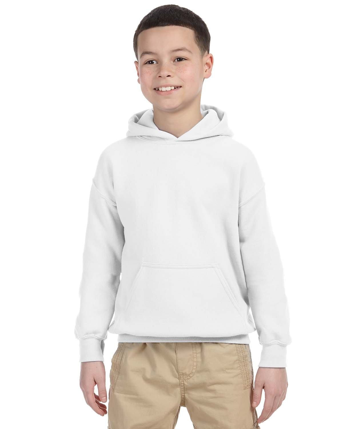 Gildan G185B Youth Heavy Blend Hooded Sweatshirt in White