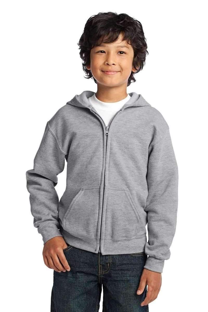 Gildan 18600B Youth Heavy Blend Full-Zip Hooded Sweatshirt in 