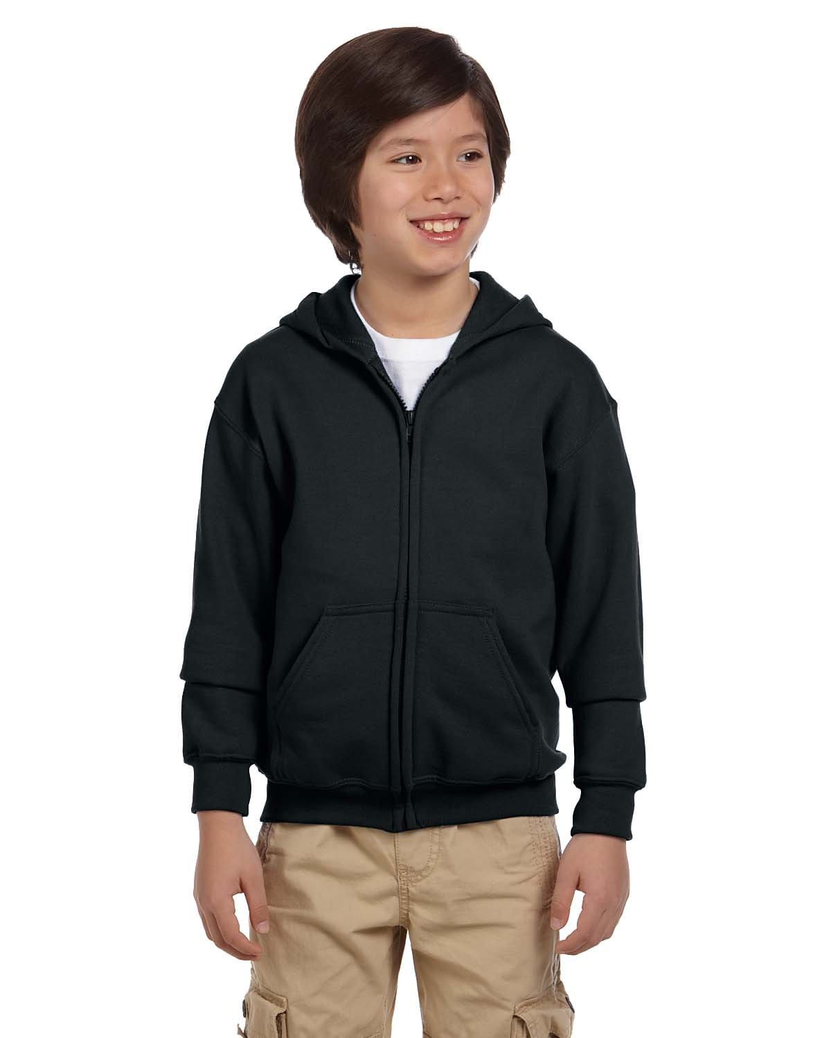 Gildan 18600B Youth Heavy Blend Full-Zip Hooded Sweatshirt in Black