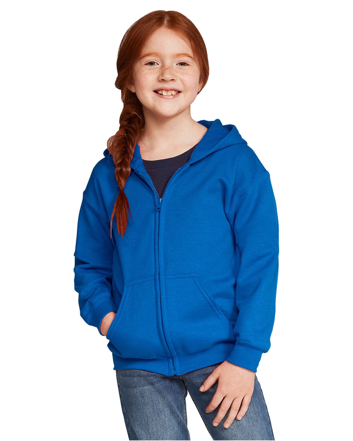 Gildan 18600B Youth Heavy Blend Full-Zip Hooded Sweatshirt in Royal