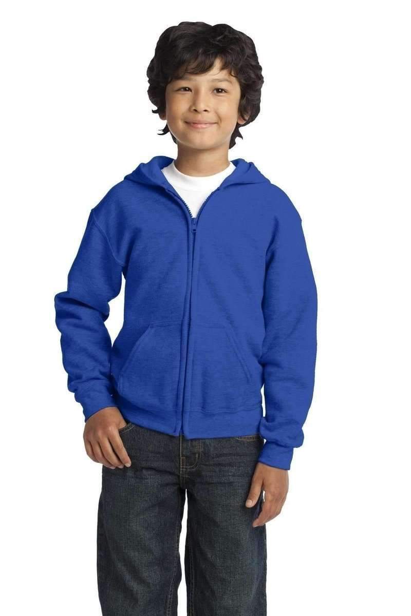 Gildan 18600B Youth Heavy Blend Full-Zip Hooded Sweatshirt in 