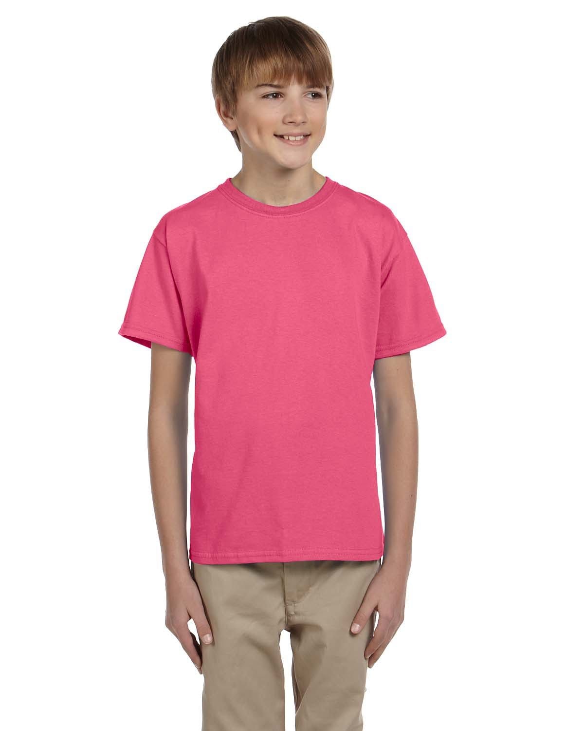 Gildan G200B Youth Ultra Cotton T-Shirt in Safety Pink