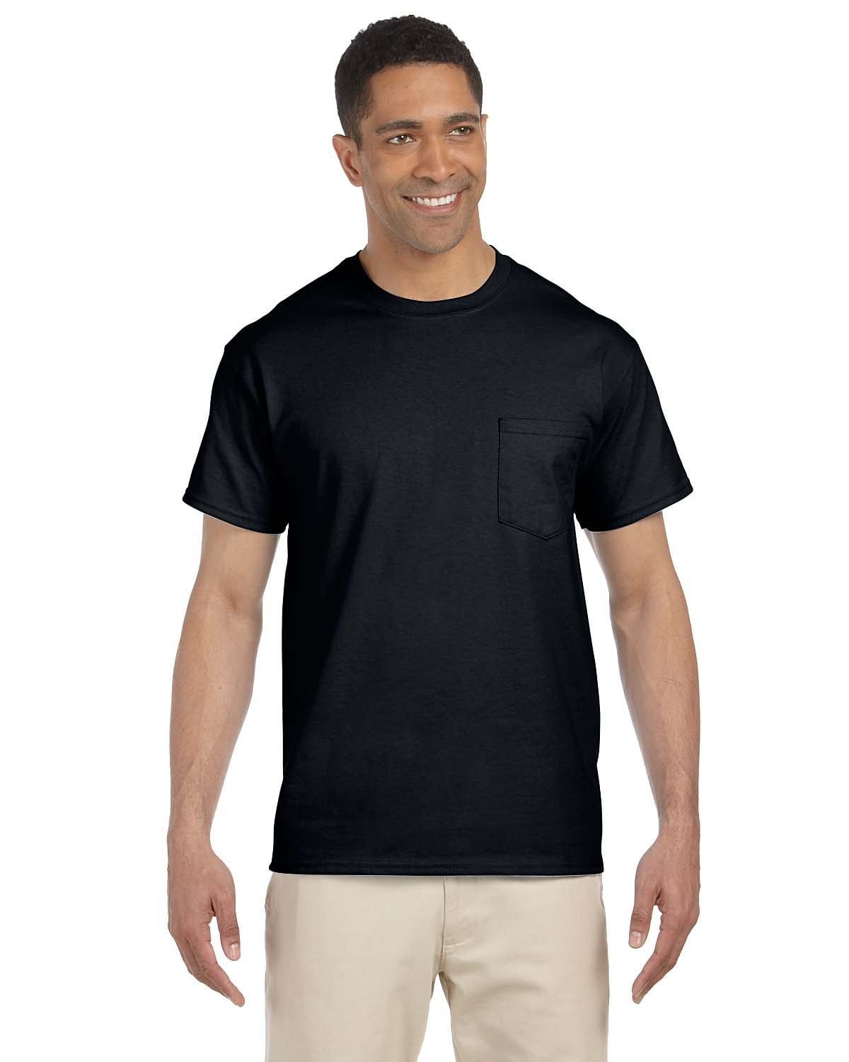 Gildan G230: 100% Cotton Unisex Tee with Pocket in Black