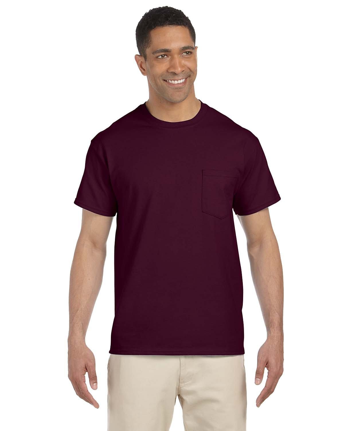 Gildan G230: Adult Ultra Cotton 6 oz. Pocket T-Shirt, Basic Colors in Maroon