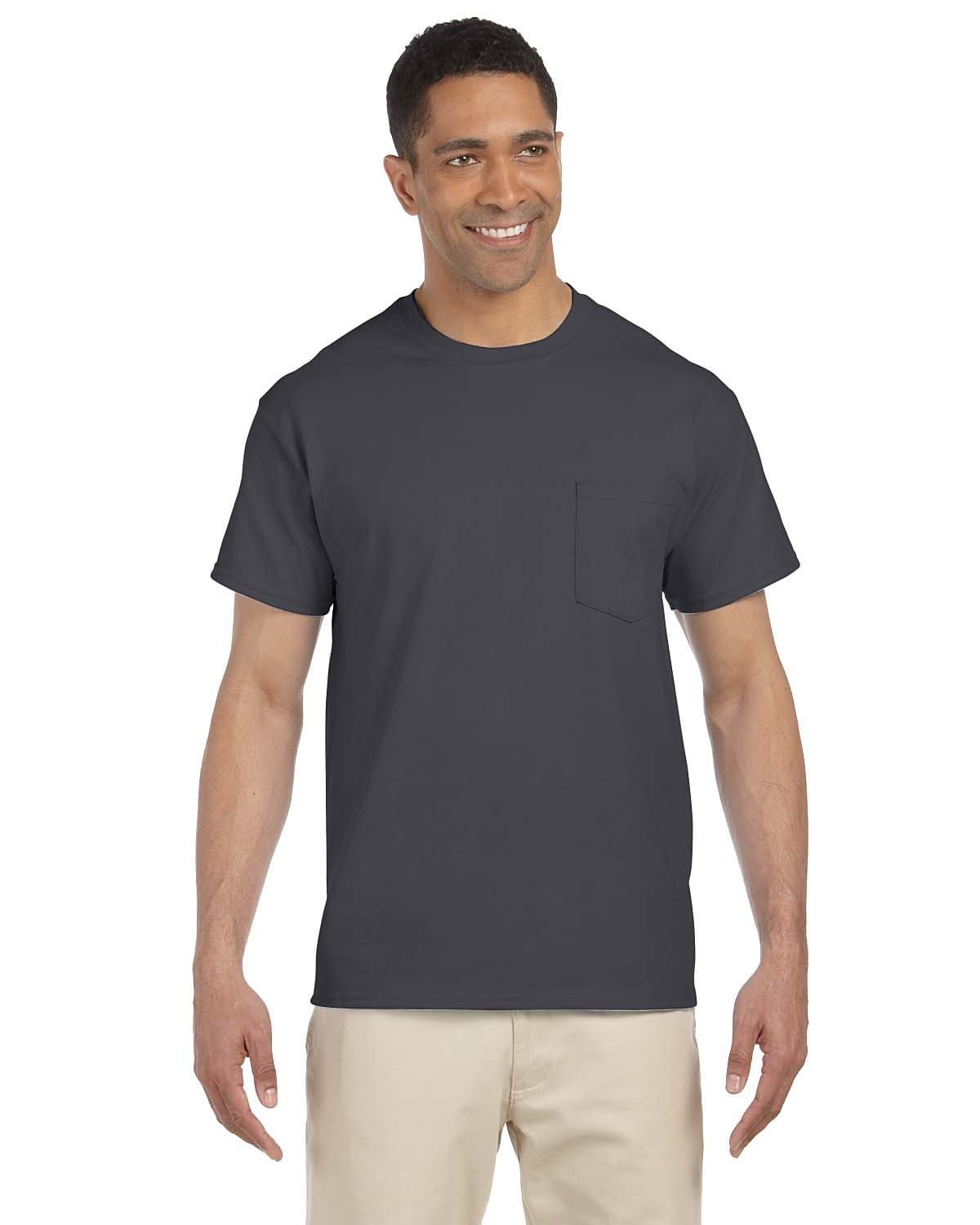 Gildan G230: Adult Ultra Cotton 6 oz. Pocket T-Shirt, Basic Colors in Charcoal