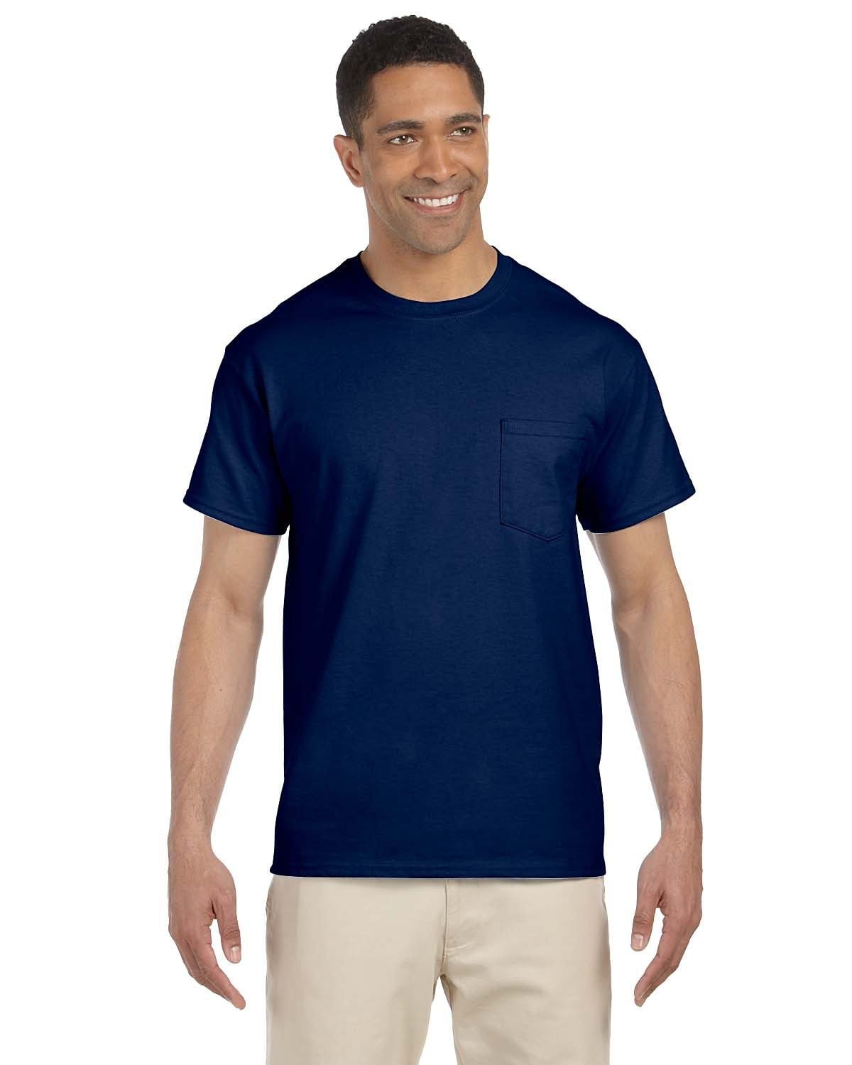 Gildan G230: Adult Ultra Cotton 6 oz. Pocket T-Shirt, Basic Colors in Navy
