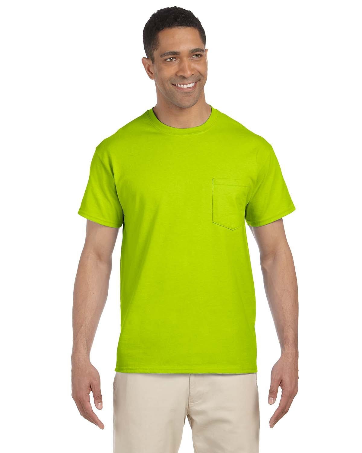 Gildan G230: Adult Ultra Cotton 6 oz. Pocket T-Shirt, Basic Colors in Safety Green
