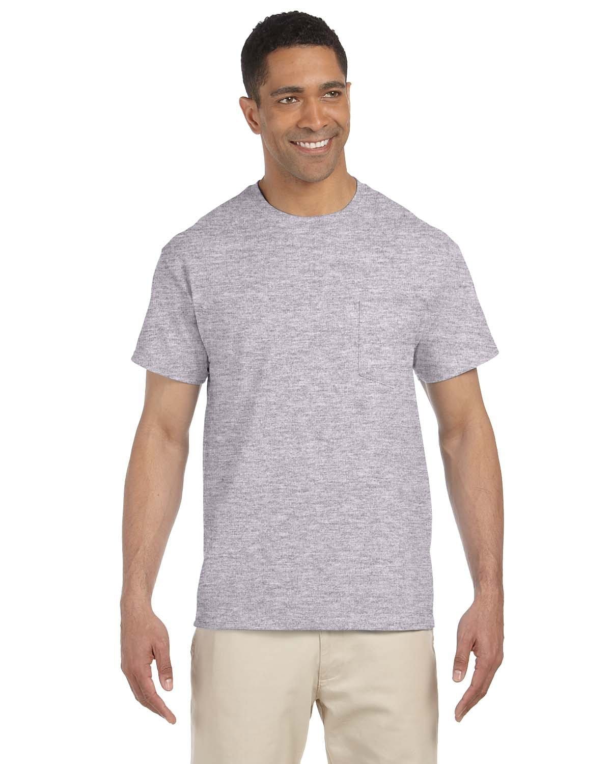 Gildan G230: Adult Ultra Cotton 6 oz. Pocket T-Shirt, Basic Colors in Sport Grey