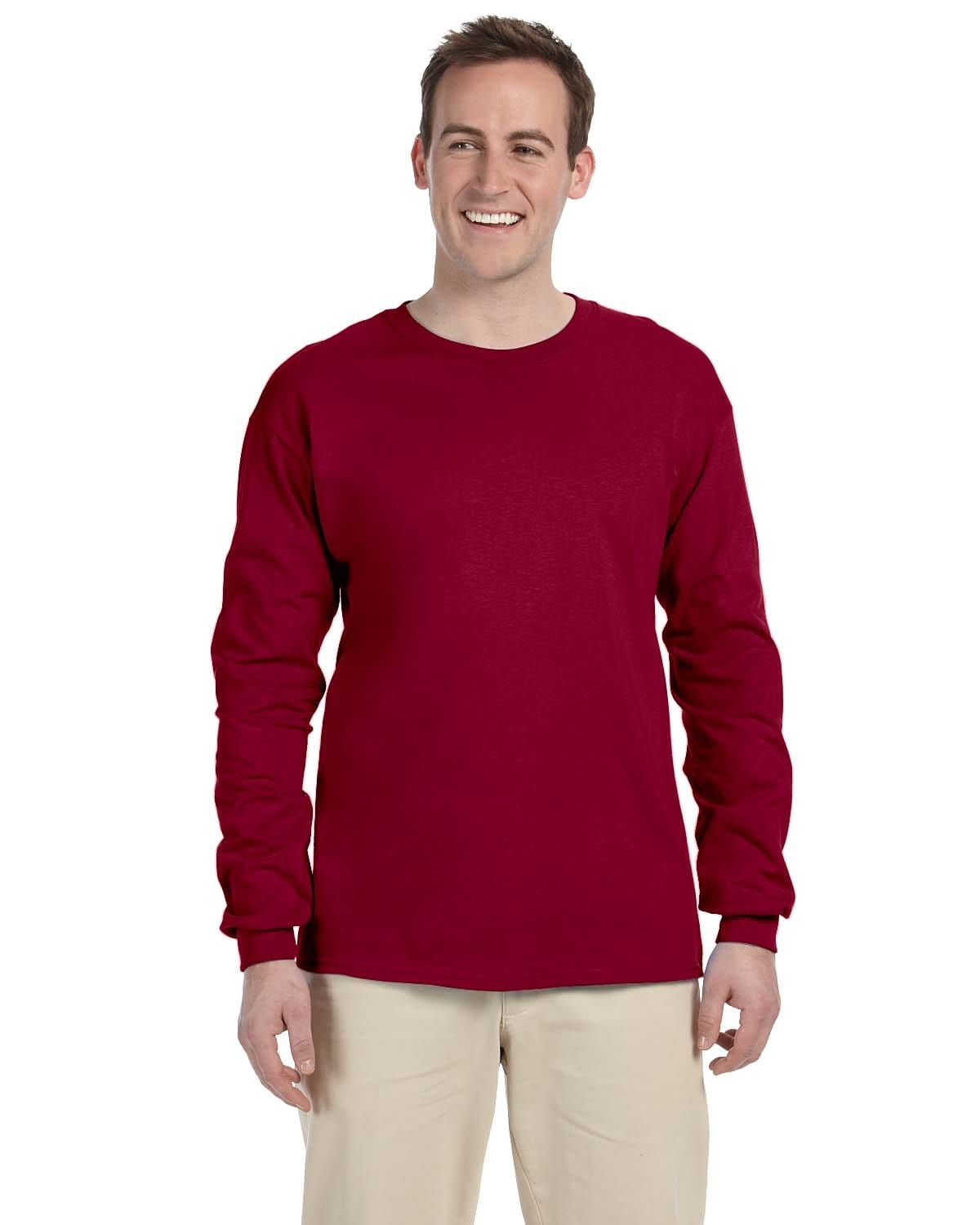 Gildan G240: 100% Cotton Long Sleeve T-Shirt in Cardinal Red