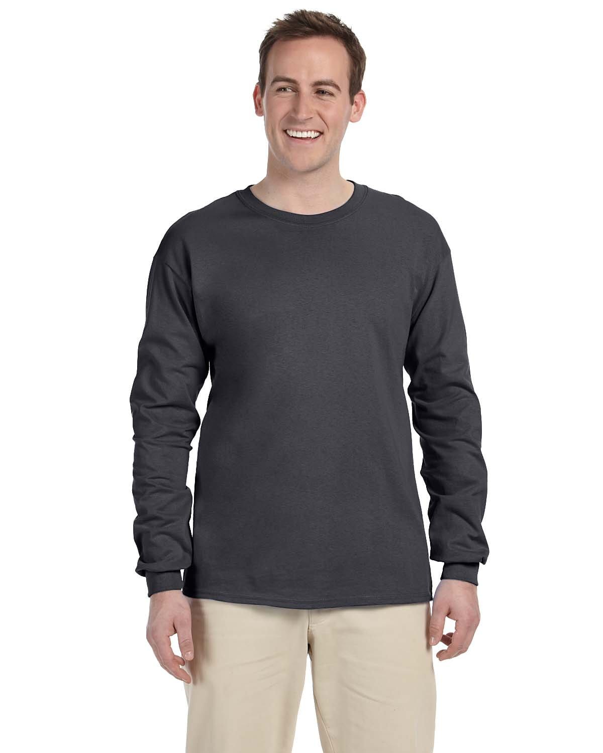 Gildan G240: 100% Cotton Long Sleeve T-Shirt in Charcoal