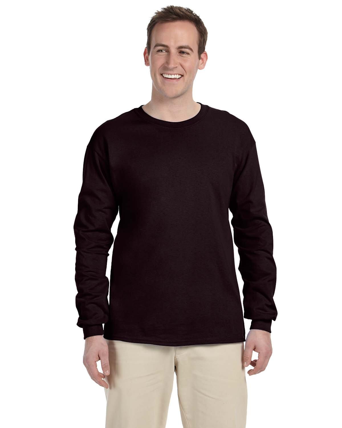 Gildan G240: 100% Cotton Long Sleeve T-Shirt in Dark Chocolate