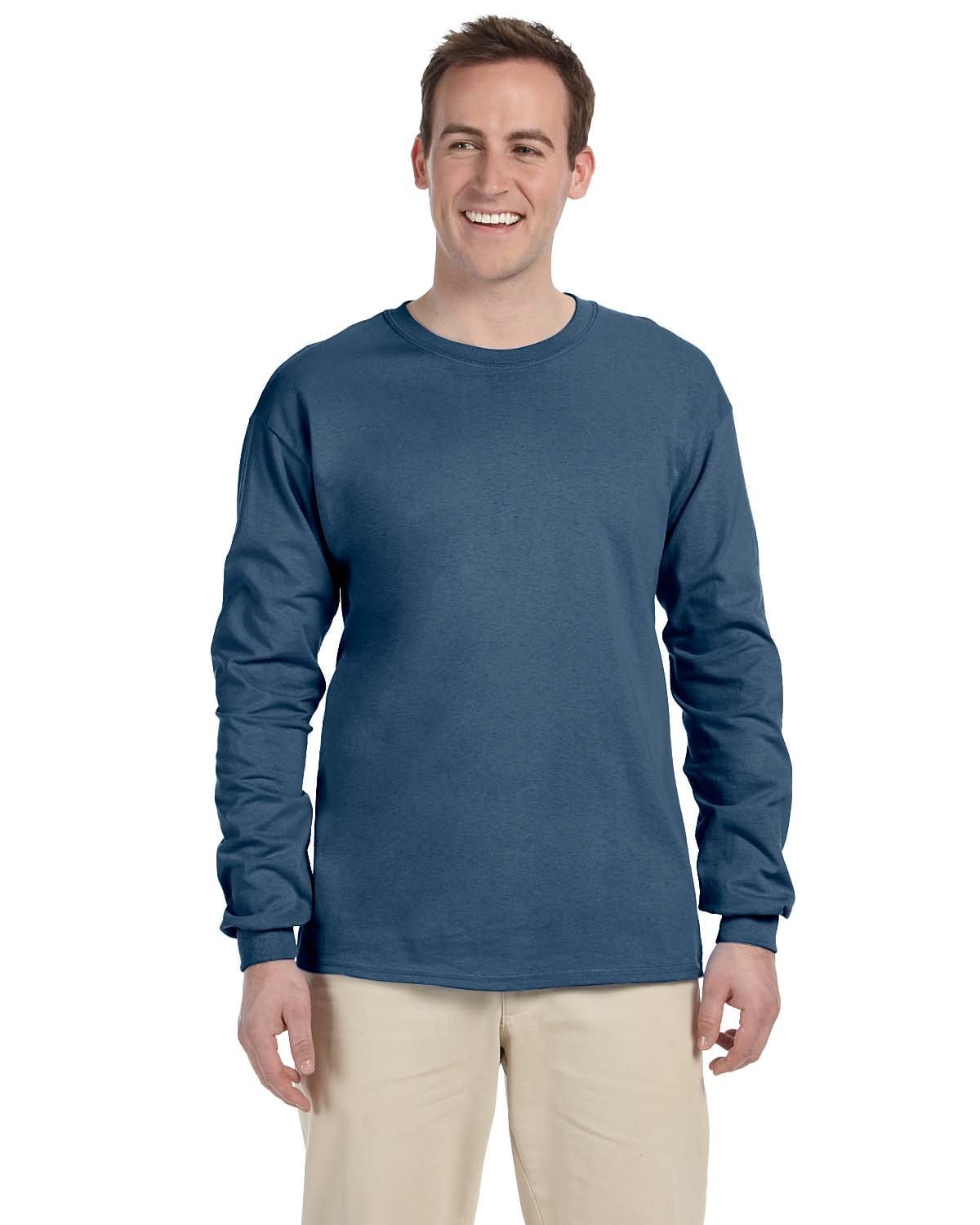 Gildan G240: 100% Cotton Long Sleeve T-Shirt in Indigo Blue