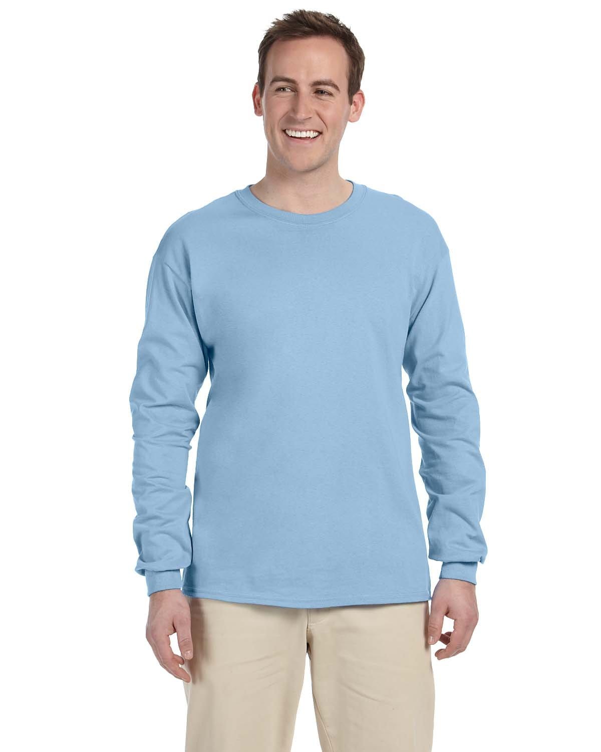 Gildan G240: 100% Cotton Long Sleeve T-Shirt in Light Blue