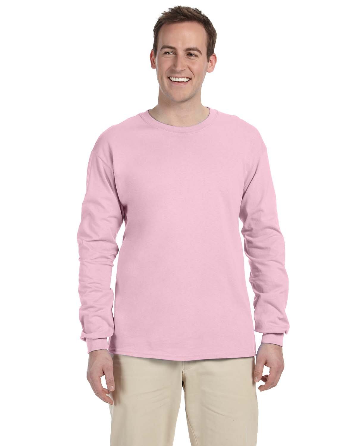 Gildan G240: 100% Cotton Long Sleeve T-Shirt in Light Pink