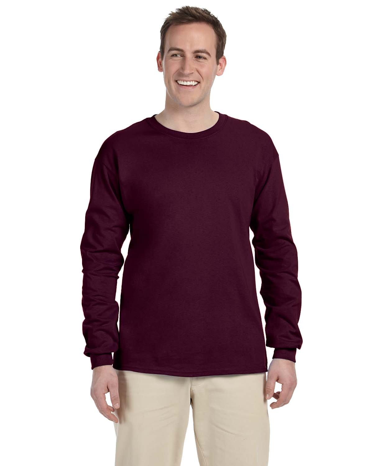 Gildan G240: 100% Cotton Long Sleeve T-Shirt in Maroon