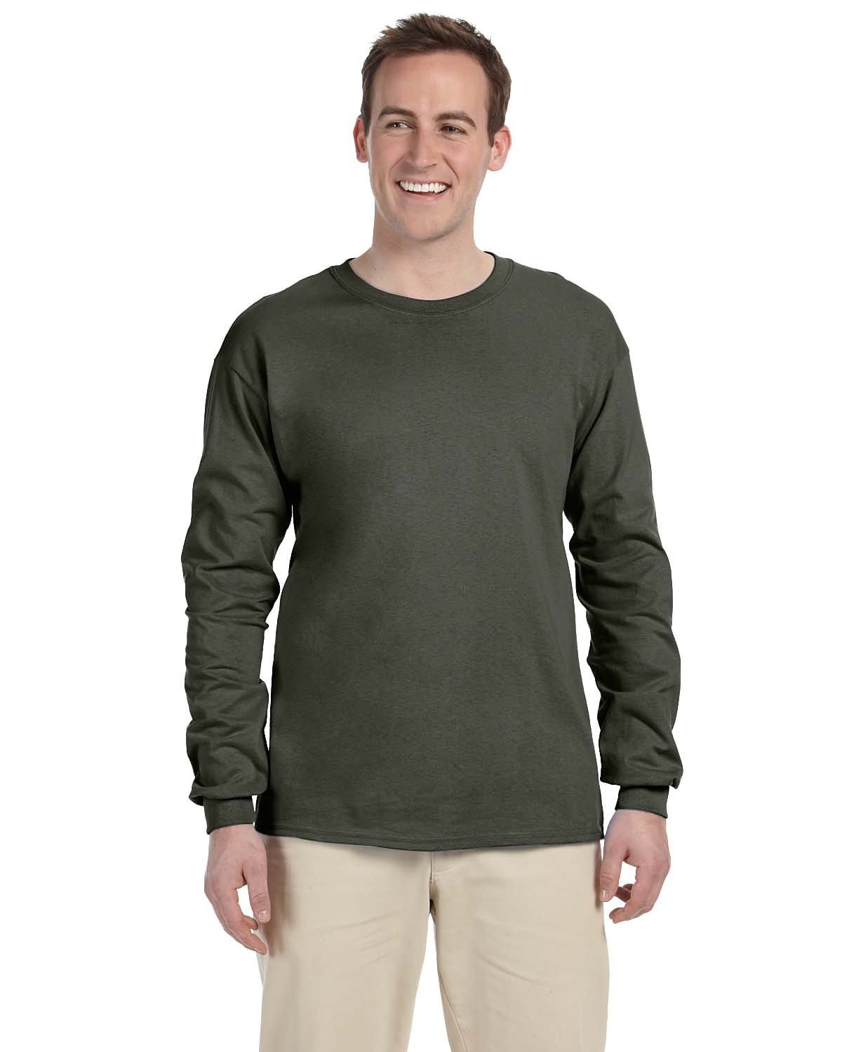 Gildan G240: 100% Cotton Long Sleeve T-Shirt in Military Green