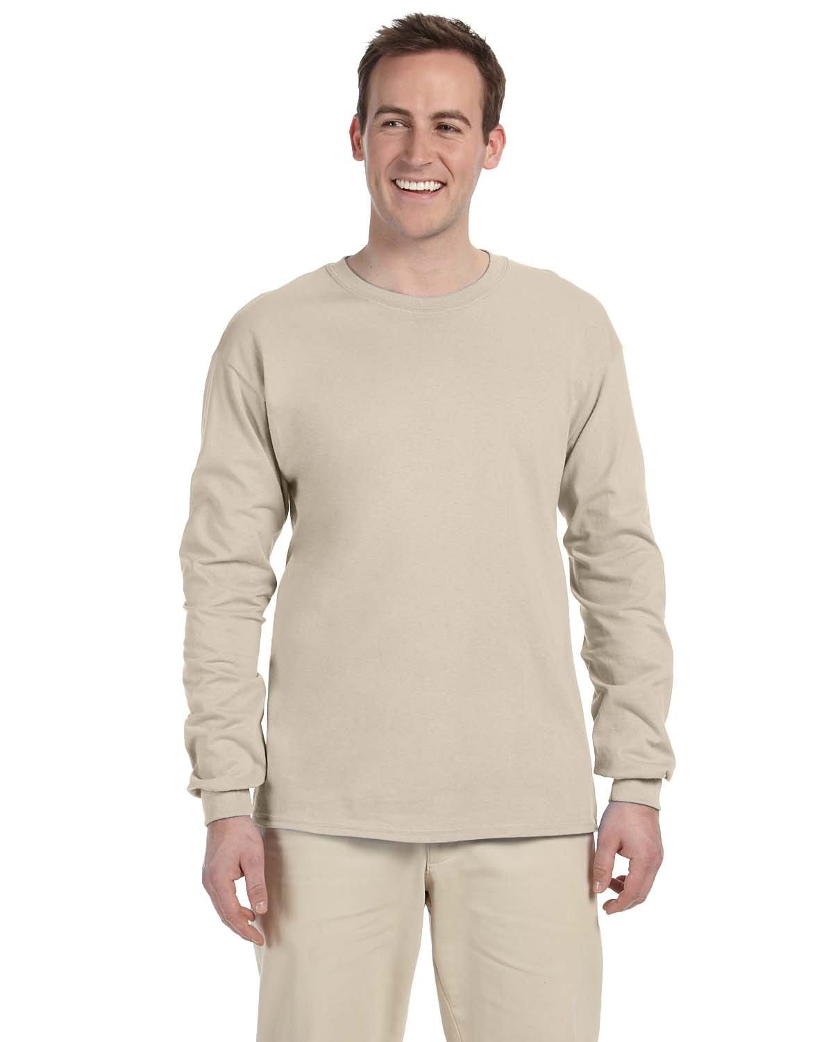 Gildan G240: 100% Cotton Long Sleeve T-Shirt in Sand