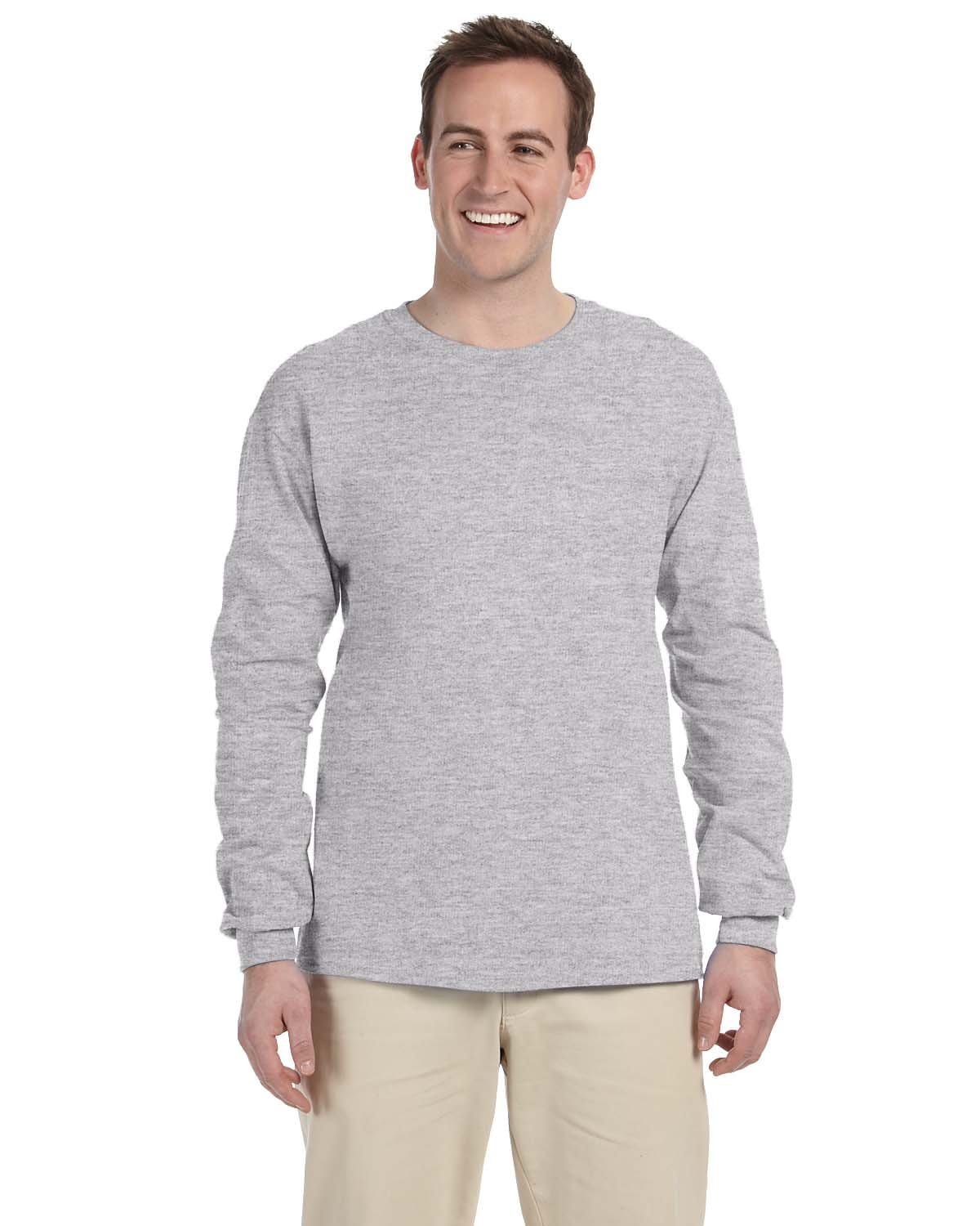 Gildan G240: 100% Cotton Long Sleeve T-Shirt in Sport Grey