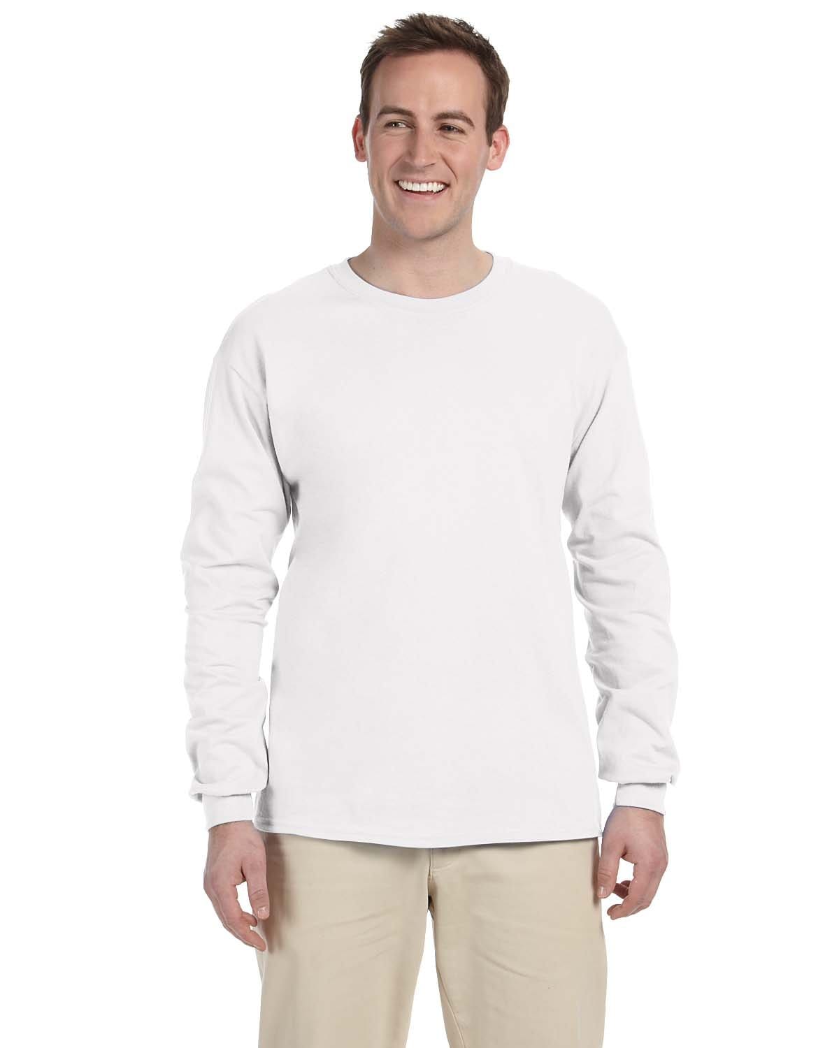Gildan G240: 100% Cotton Long Sleeve T-Shirt in White