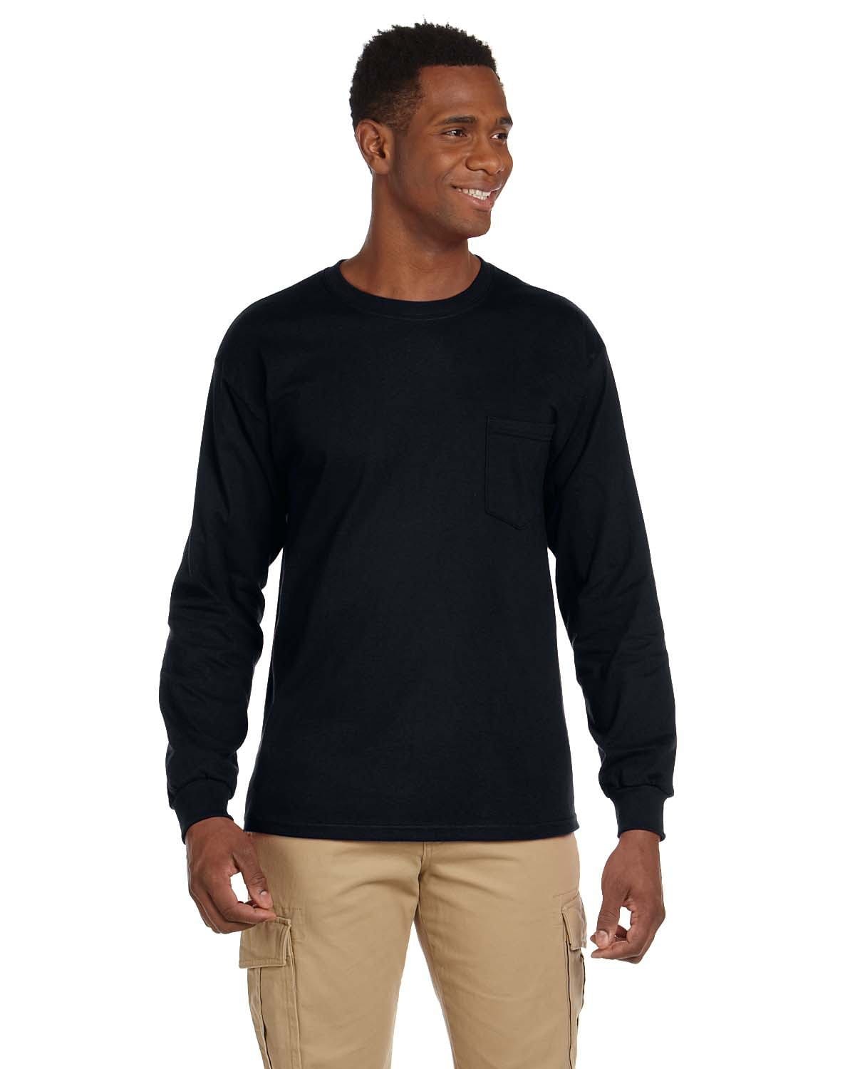 Gildan G241 Ultra, 100% Cotton Long Sleeve T-Shirt with Pocket in Black