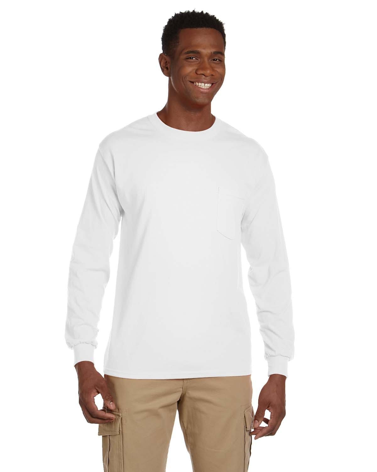 Gildan G241 Ultra, 100% Cotton Long Sleeve T-Shirt with Pocket in White