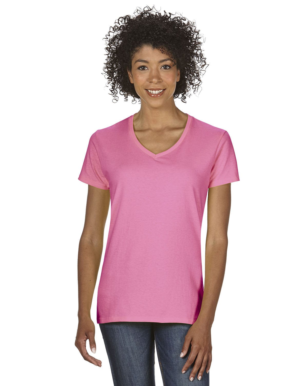Gildan G500VL: Ladies' 5.3 oz. V-Neck T-Shirt in Azalea
