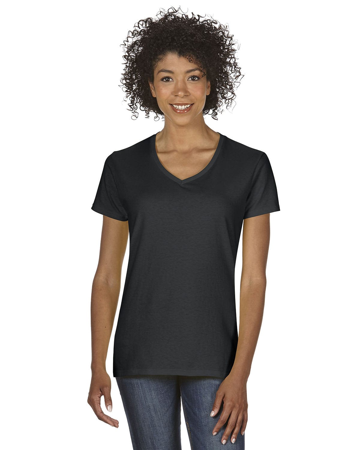 Gildan G500VL: Ladies' 5.3 oz. V-Neck T-Shirt in Black