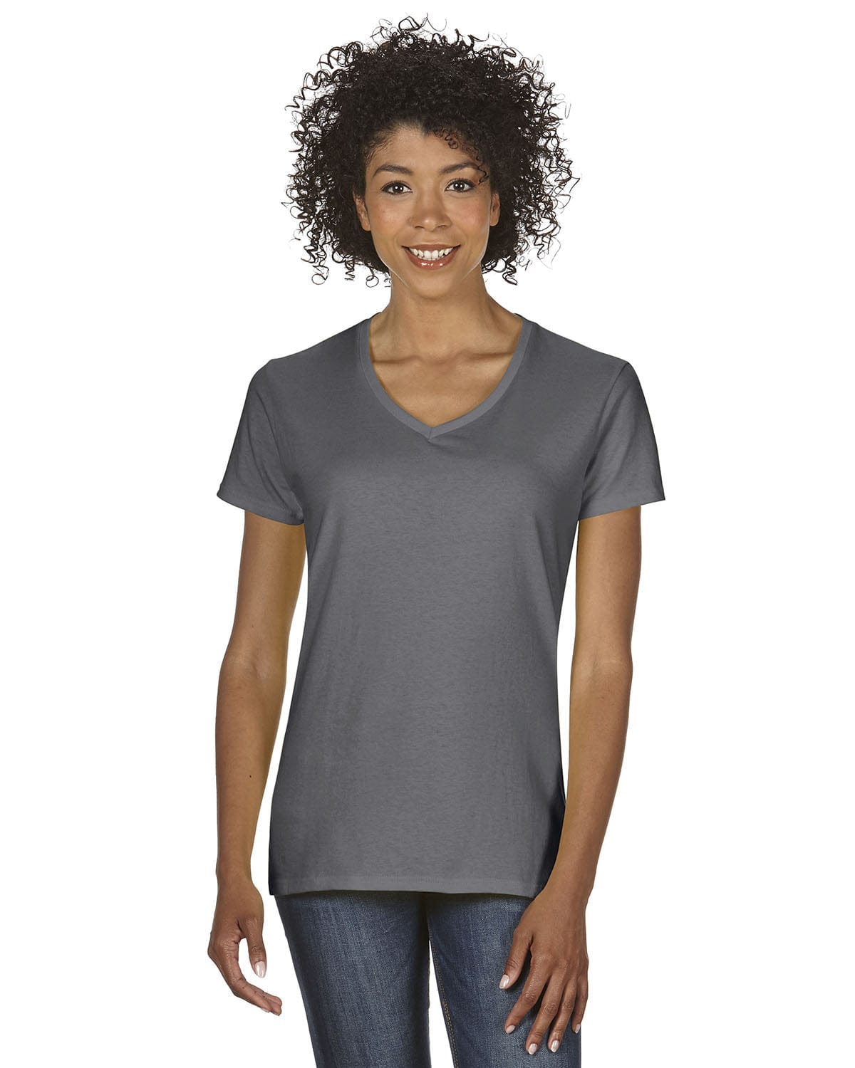 Gildan G500VL: Ladies' 5.3 oz. V-Neck T-Shirt in Charcoal