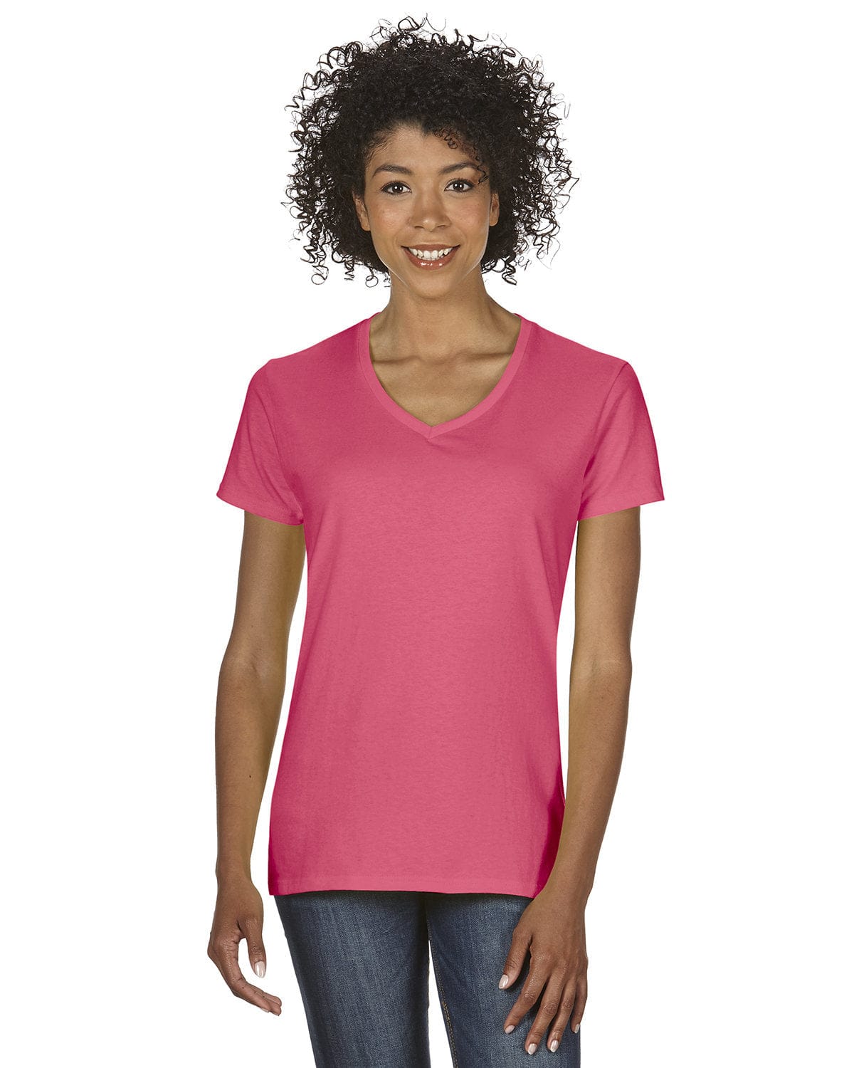 Gildan G500VL: Ladies' 5.3 oz. V-Neck T-Shirt in Coral Silk