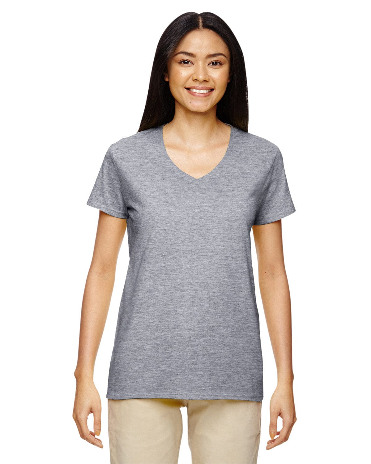 Gildan G500VL: Ladies' 5.3 oz. V-Neck T-Shirt in Graphite Heather