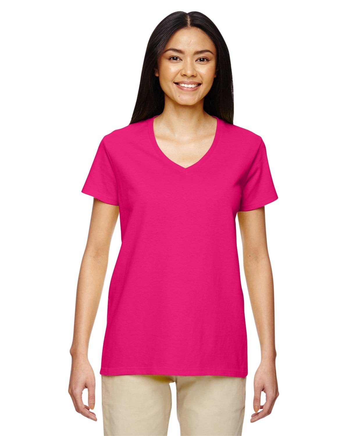 Gildan G500VL: Ladies' 5.3 oz. V-Neck T-Shirt in Heliconia