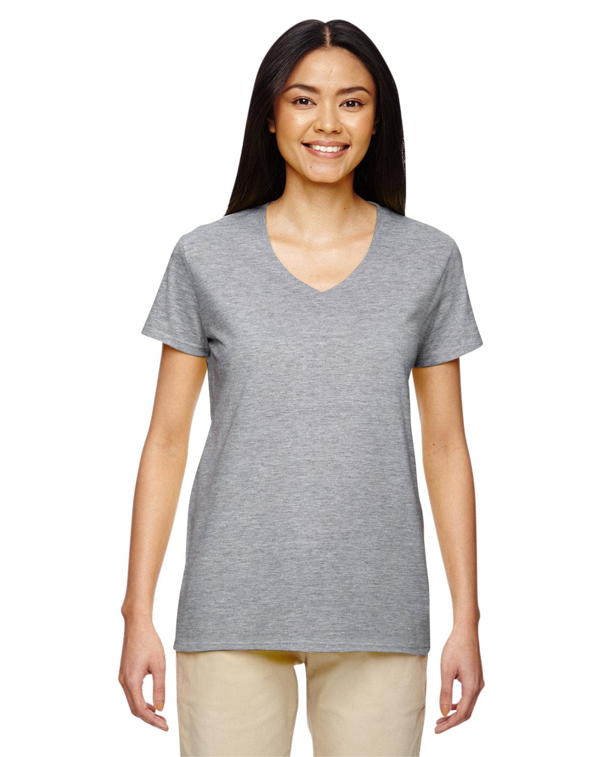 Gildan G500VL: Ladies' 5.3 oz. V-Neck T-Shirt in Sport Grey