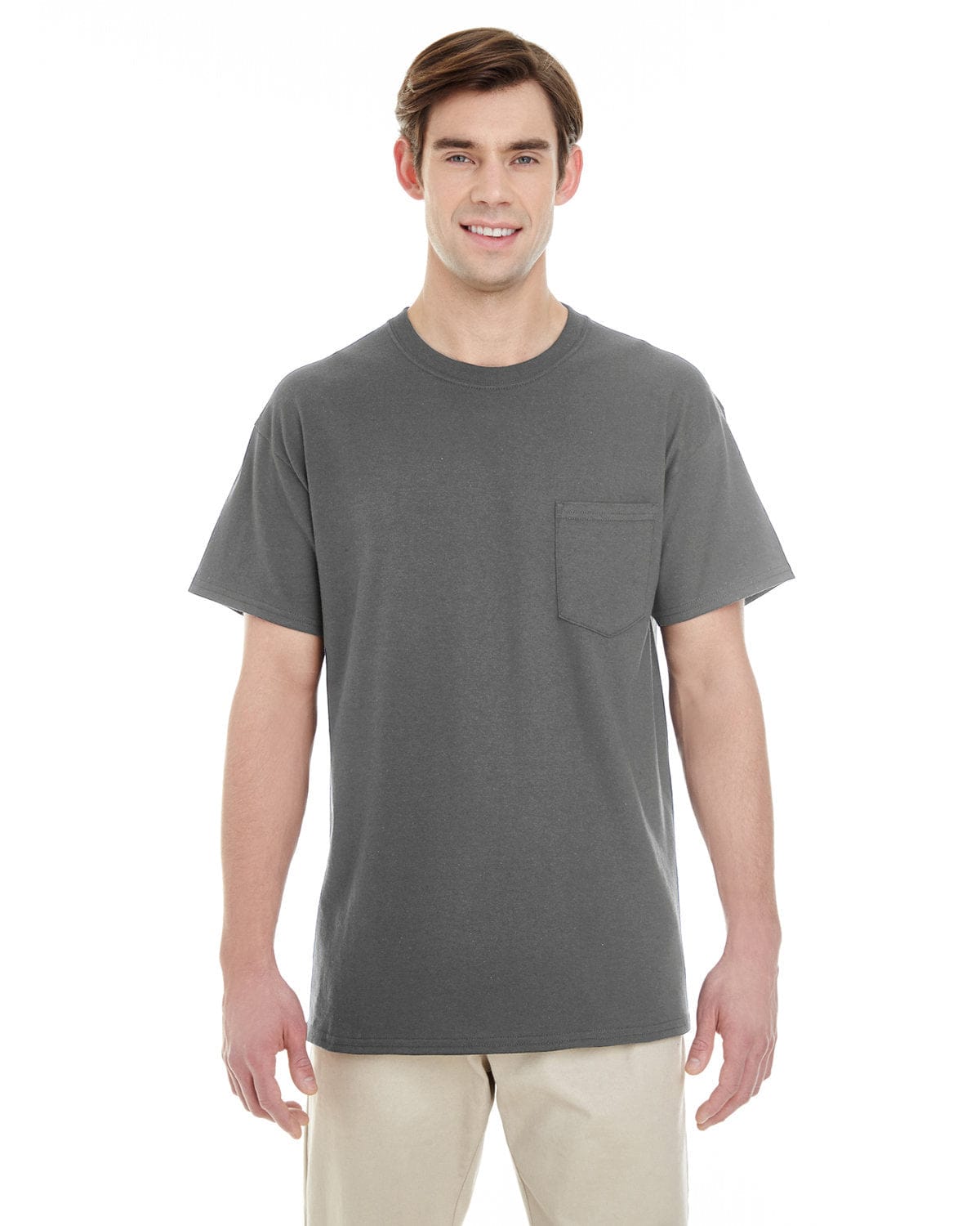 Gildan G530: Adult 5.3 oz. Pocket T-Shirt in Charcoal
