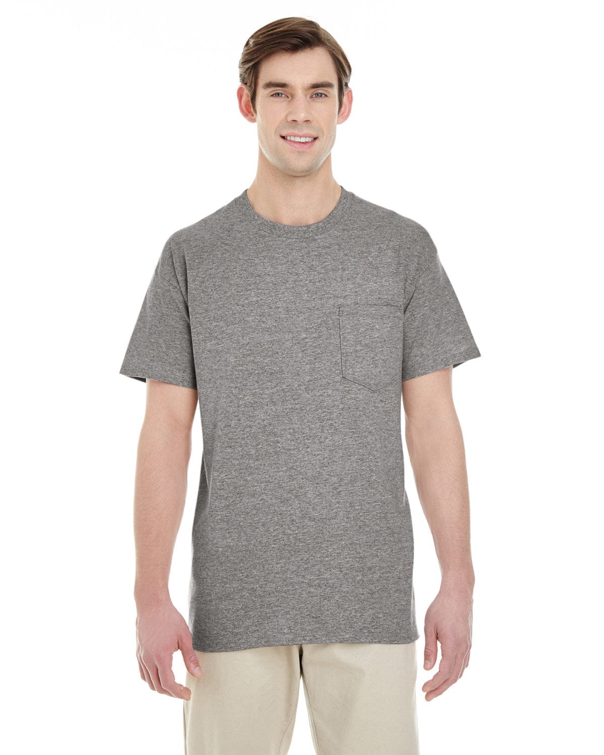 Gildan G530: Adult 5.3 oz. Pocket T-Shirt in Graphite Heather