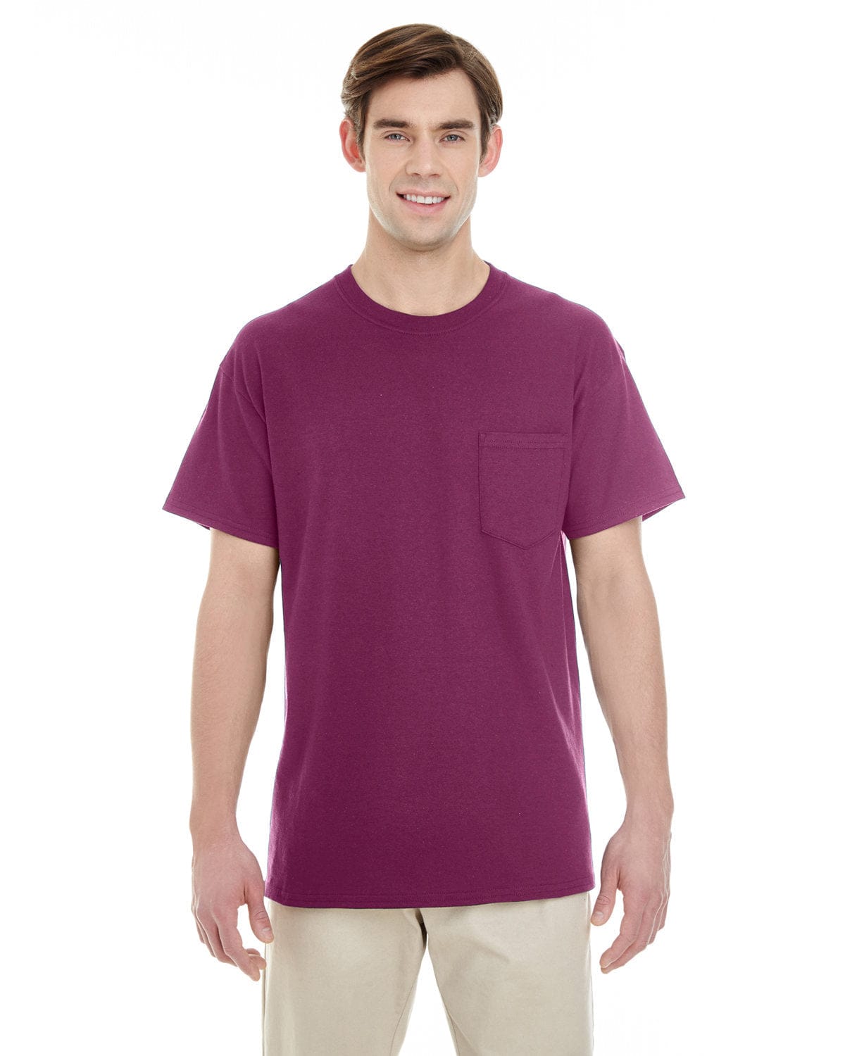 Gildan G530: Adult 5.3 oz. Pocket T-Shirt in Maroon