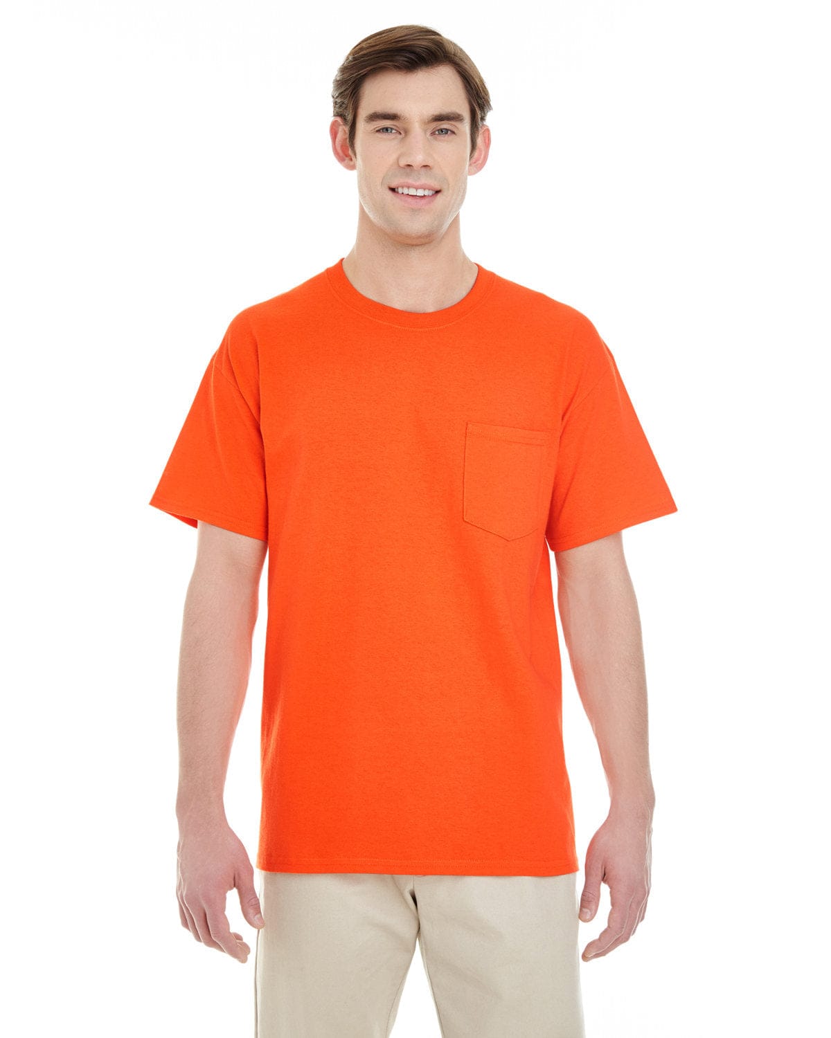 Gildan G530: Adult 5.3 oz. Pocket T-Shirt in Orange