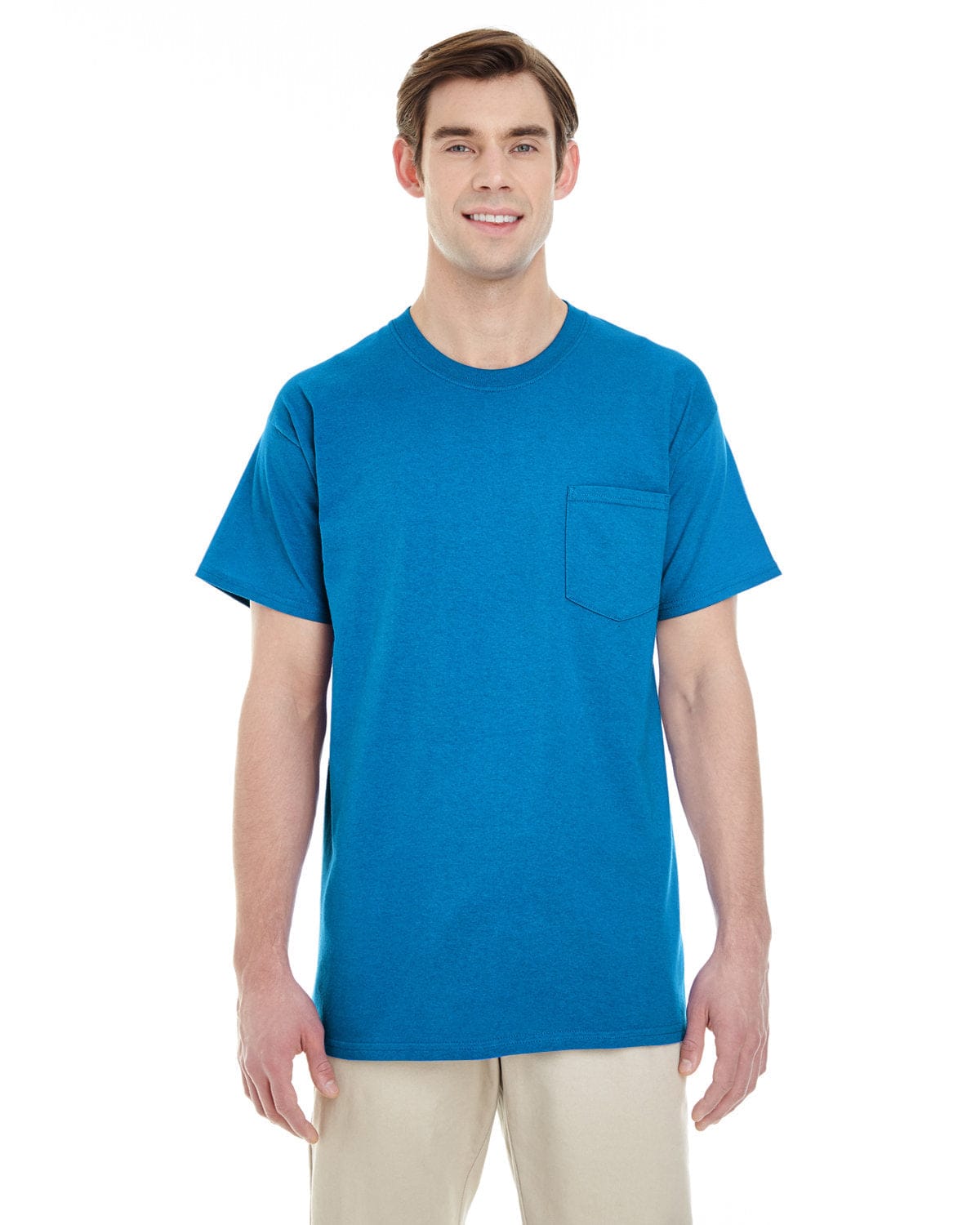 Gildan G530: Adult 5.3 oz. Pocket T-Shirt in Sapphire