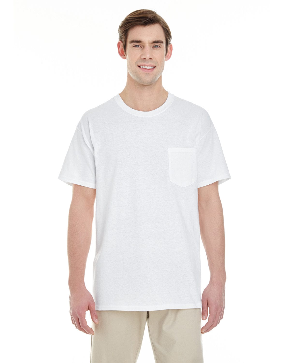 Gildan G530: Adult 5.3 oz. Pocket T-Shirt in White