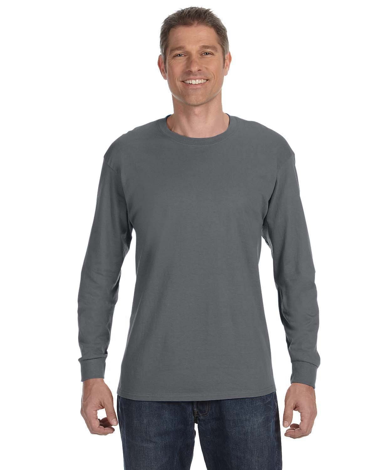 Gildan G540 Adult Heavy Cotton Long-Sleeve T-Shirt in Charcoal